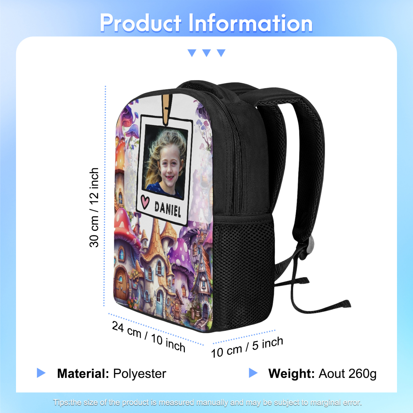 Personalised School Bag Custom Name And Photo Schoolbag Castle Backpack for Kids-Jessemade AU
