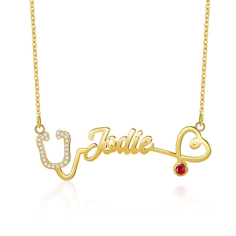 Personalised Necklace With Birthstone Custom 1 Name Necklace Gift For Women-Jessemade AU