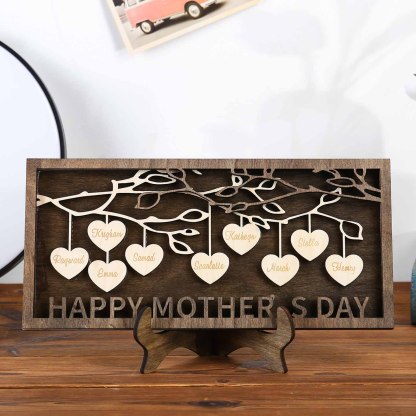 Custom Family Tree Sign Engrave 9 Names Wooden Family Frame Home Decor-Jessemade AU