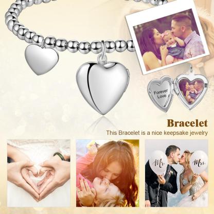 Personalised Heart Photo Locket Bracelet Custom Picture Bracelet Gifts For Her-Jessemade AU