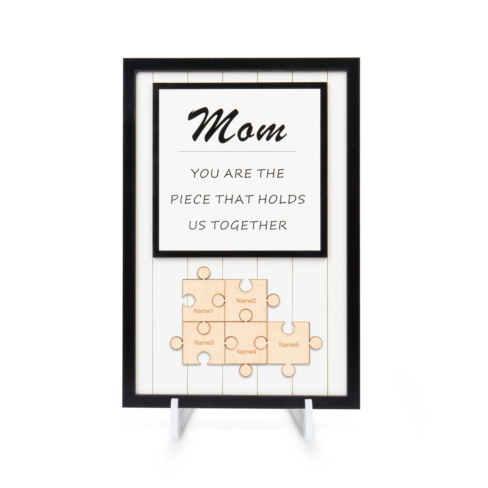 Mom Puzzle Sign Personalised 5 Names Wooden Sign Family Gifts-Mom You Are the Piece that Holds Us Together-Jessemade AU