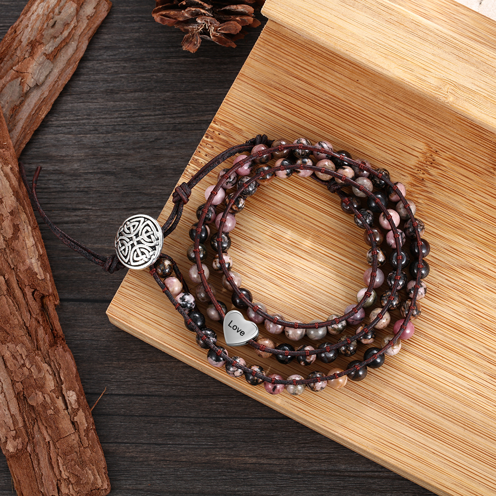 Personalised Multi-loop Stacking Bracelet Round Beads Men's Bracelet Gifts For Him-Jessemade AU