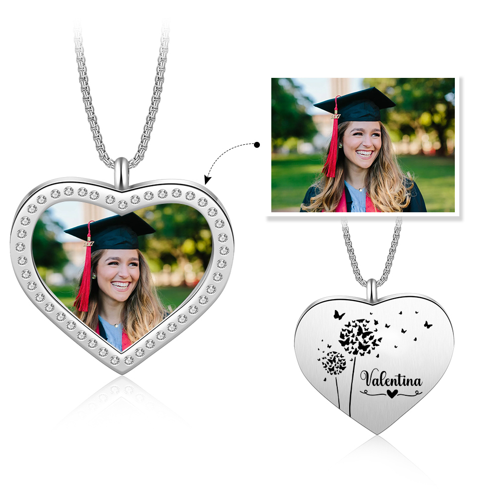 Personalised Graduation Necklace Custom Name & Photo Heart Pendant Necklace Gift for Her-Jessemade AU