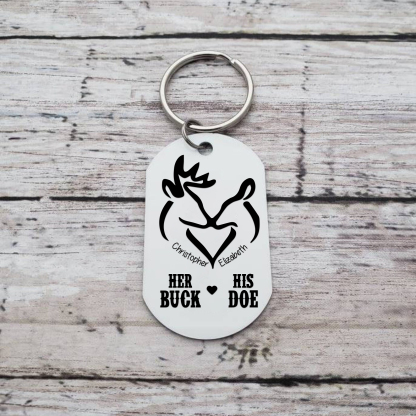 Personalised Couple Photo Keychain Custom 2 Names Keyring “Her Buck His Doe” Valentine's Day Gift For Couples-Jessemade AU