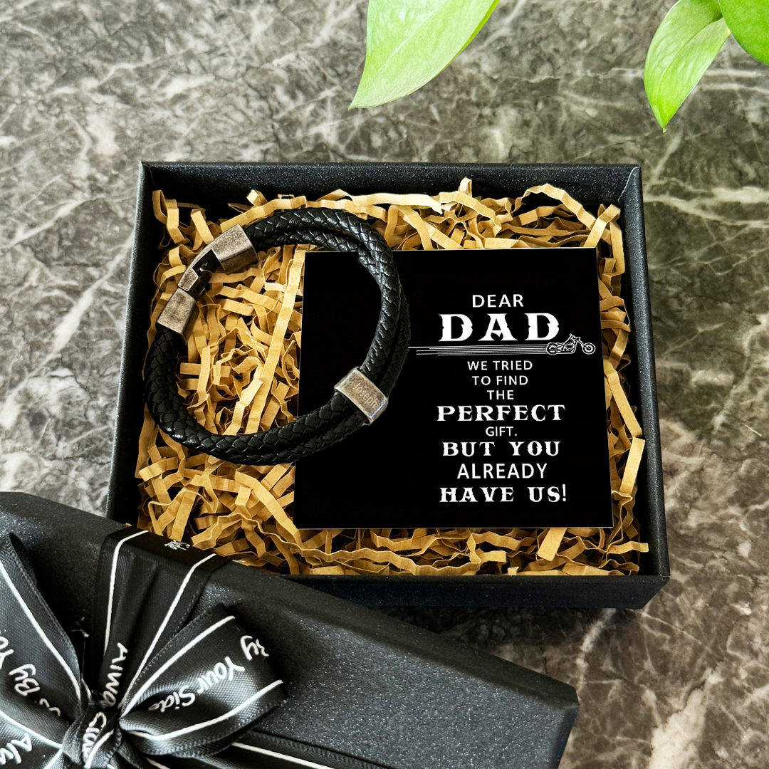 Personalised Men Leather Bracelet with 1 Name Beaded Wrap Vintage Bracelet for Dad-Jessemade AU