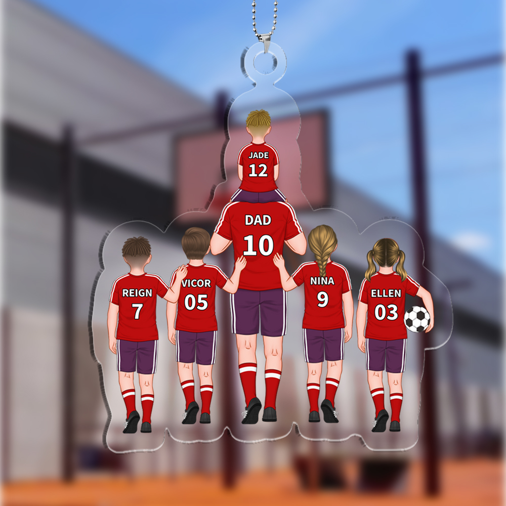Personalised Soccer Family Hanging Ornament Custom 2–9 Names Football Keychain Acrylic Pendant Father's Day Gifts-Jessemade AU