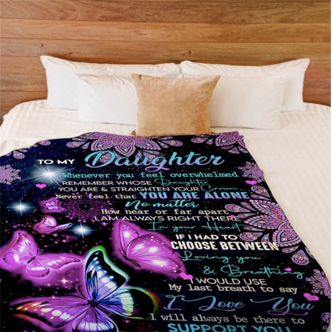 To My Daughter I Will Always Be There to Support You Flannel Blanket-Jessemade AU