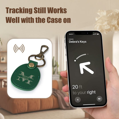 Personalised Name & Letter Keychain AirTag Protective Case Leather Keychain Gift for Him/Her-Jessemade AU