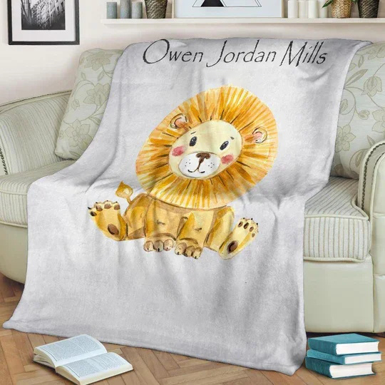 Personalised Lion Blanket Custom Name Gifts For Baby Boy-Jessemade AU