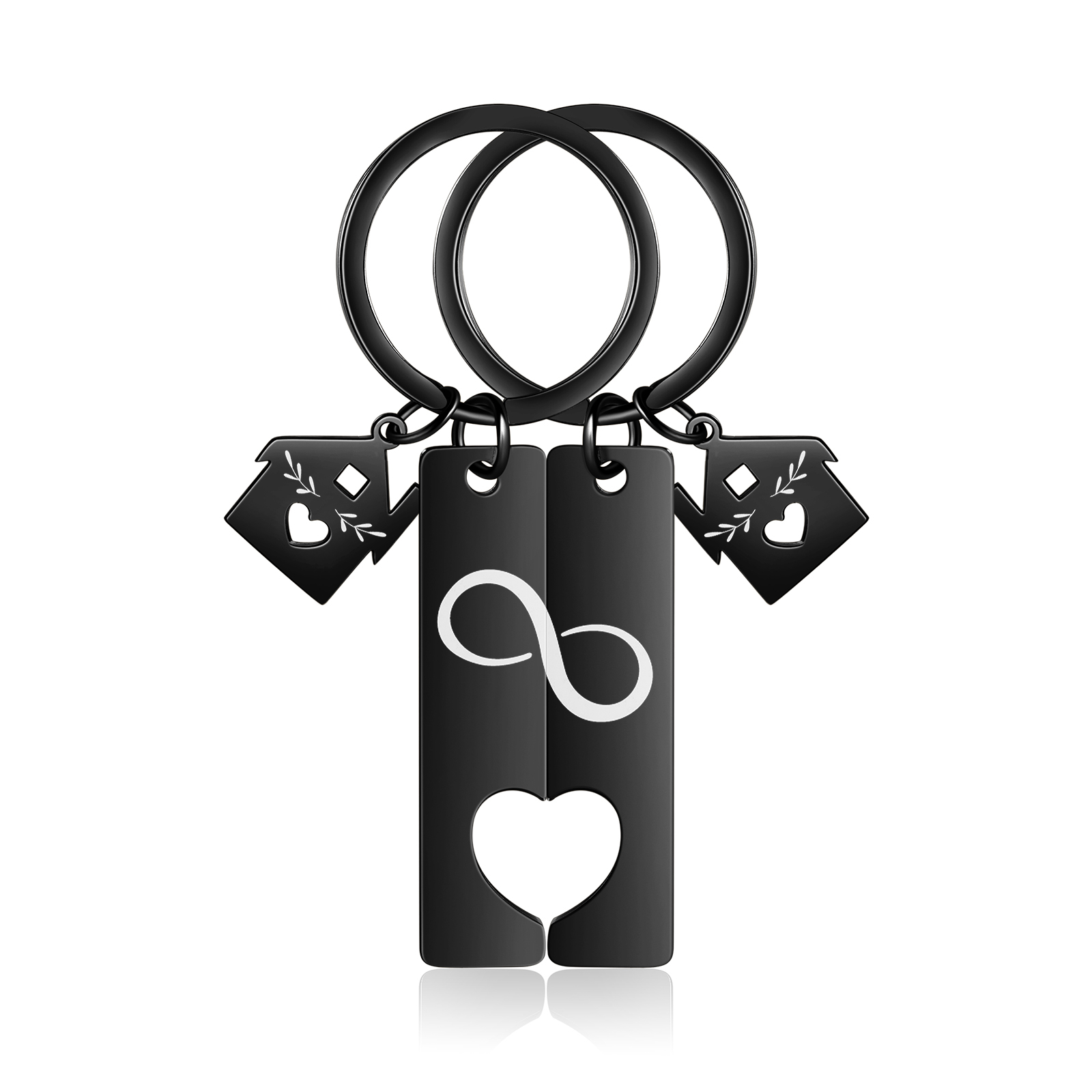 2 PCS Couple Keychain Set Custom 2 Names & Letters & Dates Keyring Infinity Keychain Romantic Personalised Gift for Him/Her-Jessemade AU