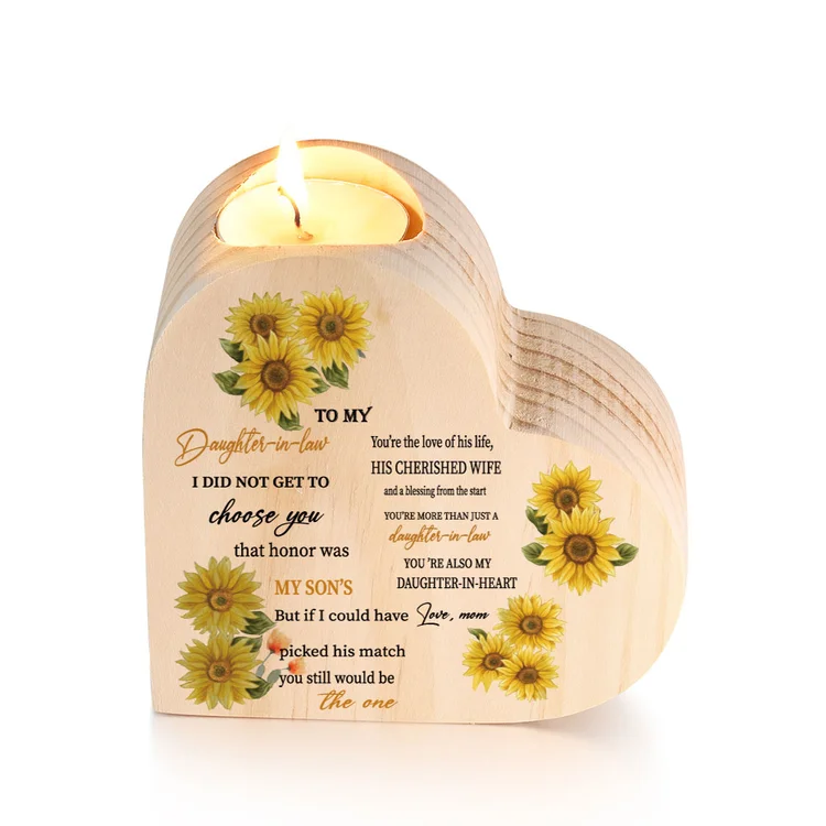To My Daughter-In-Law Candle Holder "You are also my daughter-in-heart" Wooden Candlestick-Jessemade AU