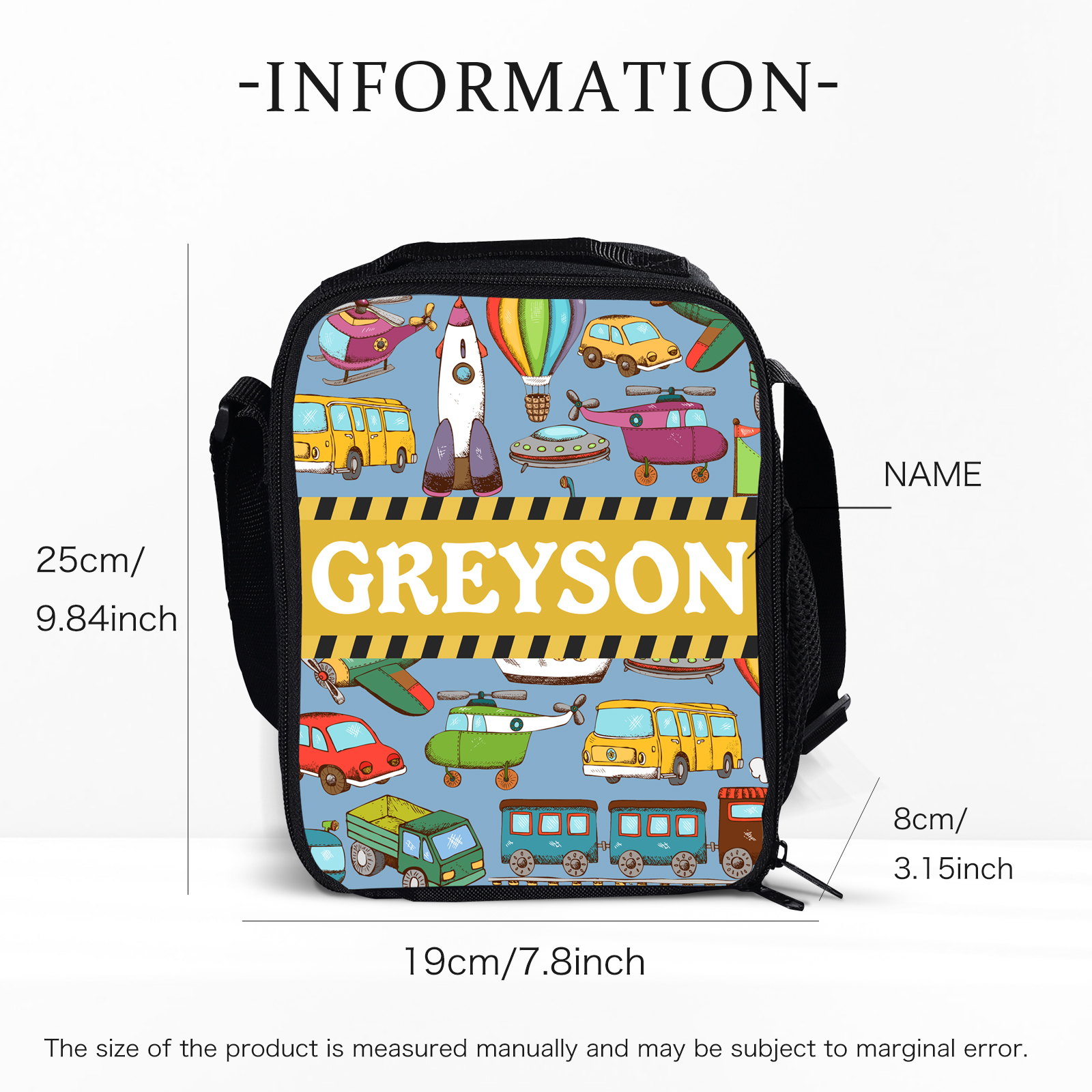 Custom Name Lunch Bag Personalised Cars Pattern Lunch Box Gifts for Kids-Jessemade AU