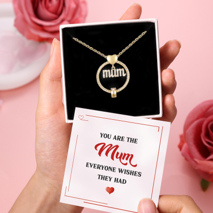 1 Name - Personalised Mum Circle Pendant Necklace Custom Name & Birthstone Necklace Gifts For Mum