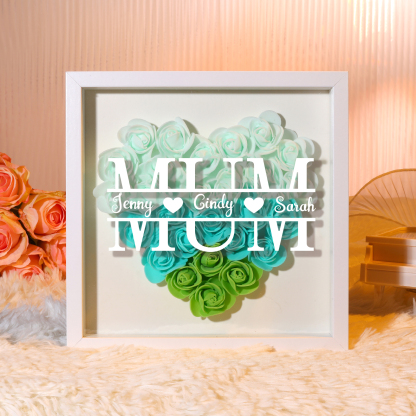 Personalised Flower Shadow Box Custom Name & Text Heart Rose Frame Decorations Mother's Day Gift for Her-Jessemade AU