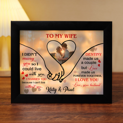 To My Wife Personalised Photo Frame Custom 2 Names Frame With Night Light Anniversary Gift For Her-Jessemade AU