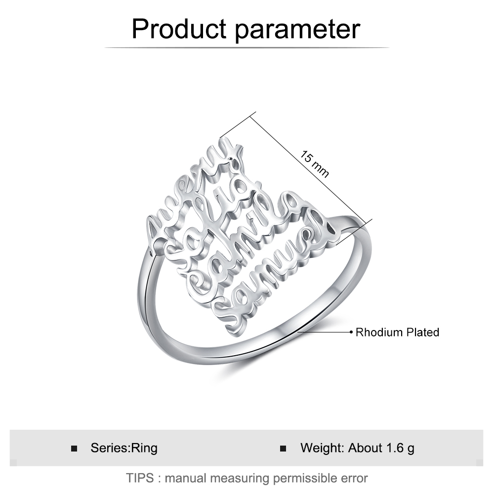 Personalised Name Ring Custom 4 Names Ring Gifts for Women-Jessemade AU