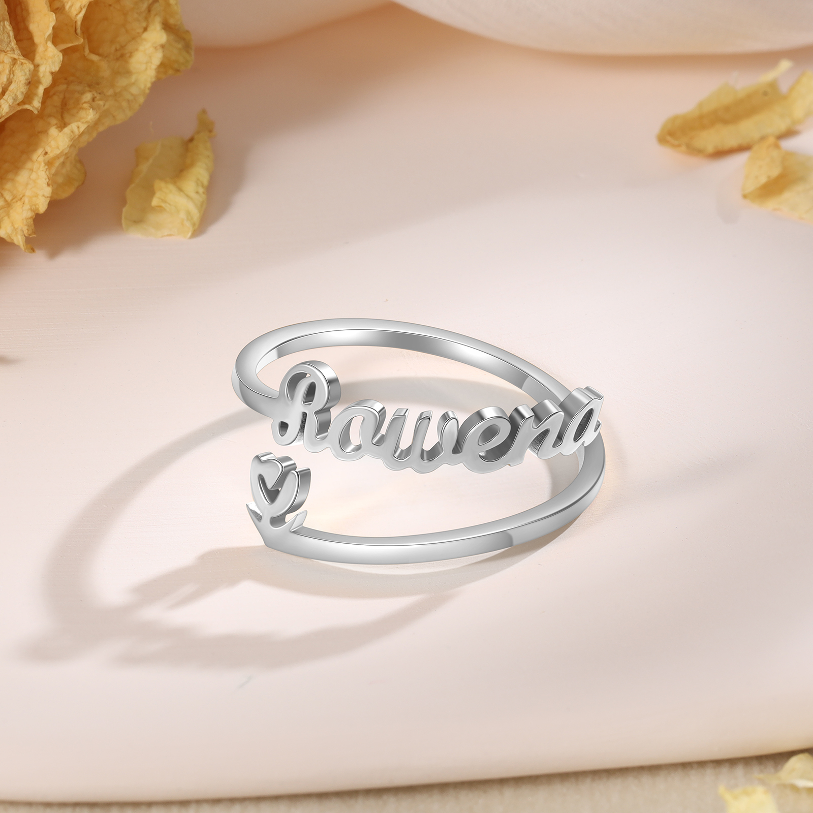 Personalised Name Ring with Heart Custom One Name Classic Rings for Her-Jessemade AU