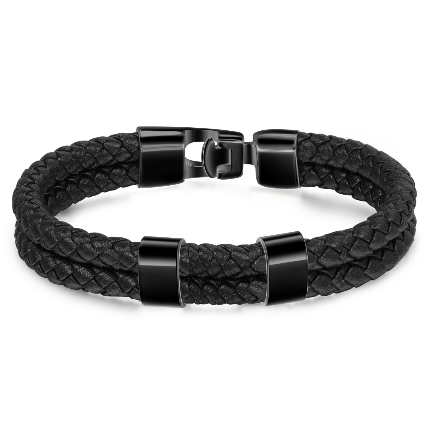 Personalised Braided Leather Bracelet Engraved 2 Names Men's Bracelet for Him