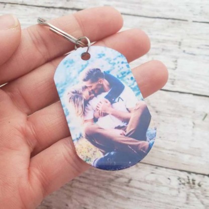 Personalised Photo Keychain with Name "Drive Safe I Need You Here with Me" for Couple-Jessemade AU