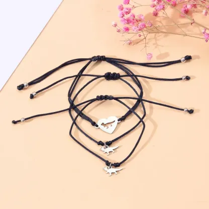 3 Pcs Back To School Heart Dinosaur Bracelet Set Adjustable Bracelets Gift With Gift Card Set For Kids-Jessemade AU