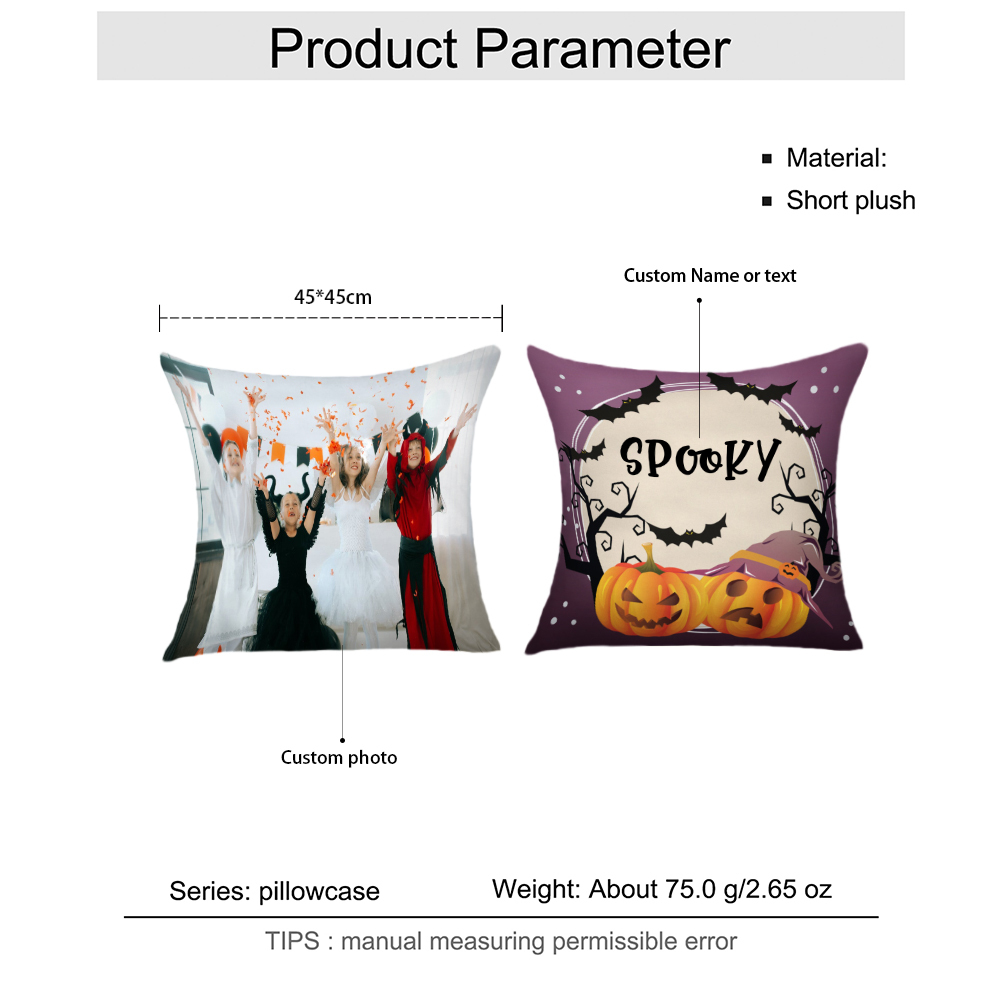 Halloween Gifts Pillowcase Personalised Photo Pumpkin Pillow Cover for Kids-Jessemade AU