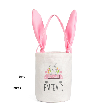 Easter Bunny Tote Bag Personalised Name & Text Bucket Bag Bunny Truck Basket Gifts For Kids-Jessemade AU