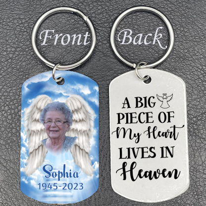 Personalised Photo Keychain Memorial Gift "A Big Piece of My Heart Lives in Heaven"-Jessemade AU
