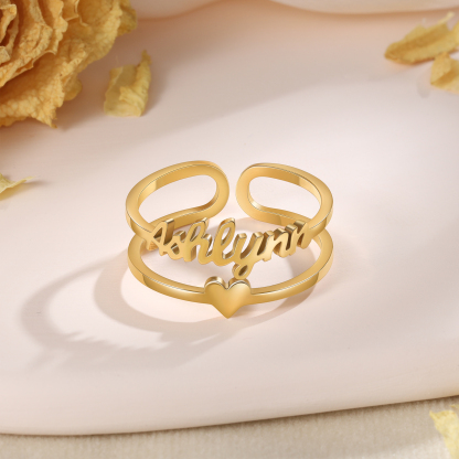 Heart Name Ring Personalised 1 Name Classic Rings for Her-Jessemade AU