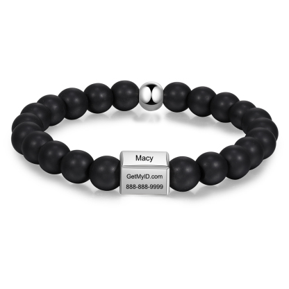 Personalised Round Beads Bracelet Custom Names Men's Bracelet Gifts For Him-Jessemade AU
