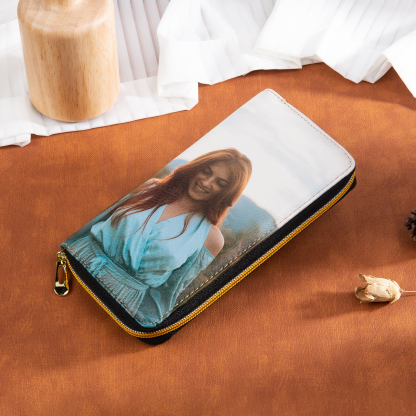 Long Purse Personalised Dream Catcher Leather Wallet Engraved 1 Photo Zip Wallet Gifts for Her-Jessemade AU