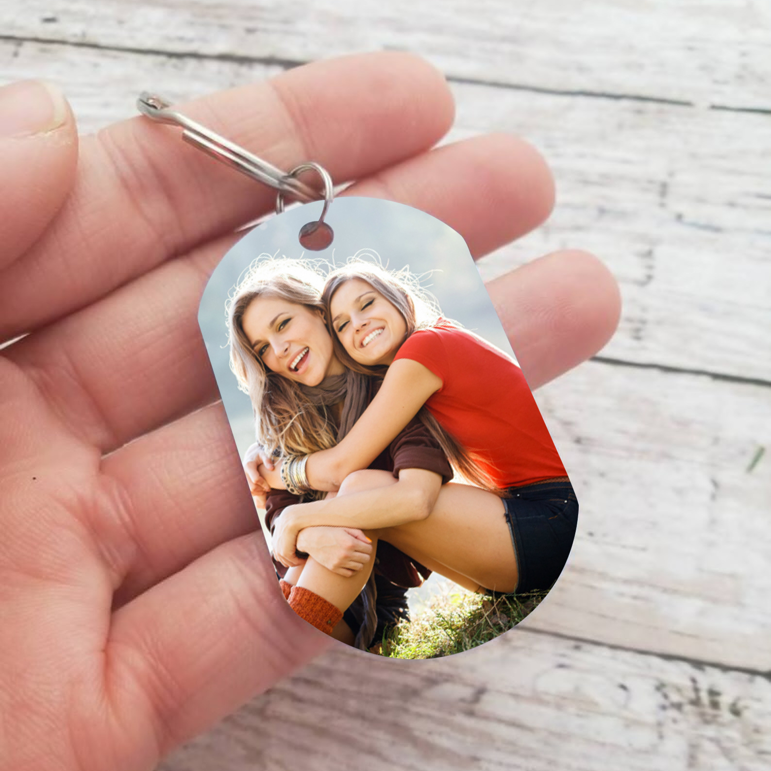Personalised Photo Keyring Custom 2 Names Metal Keychain "A Sister Is God's Way Of Making Sure We Never Walk Alone" Gift For Bestie/Friend-Jessemade AU