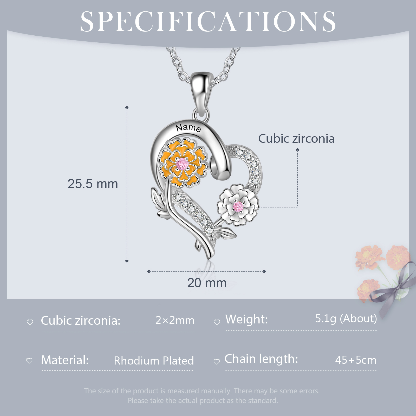 Personalised October  Birthflower Necklace With Birthstones Custom 1 Name Necklace For Her-Jessemade AU