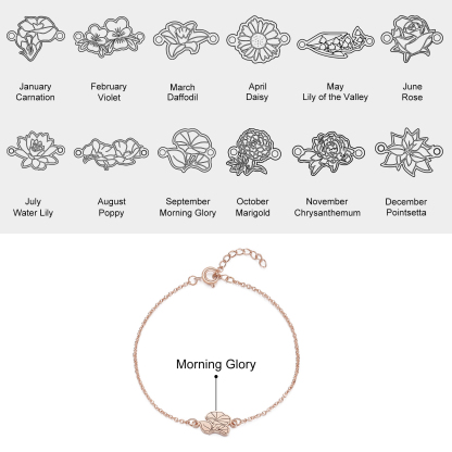 Personalised 1 Birth Flower Elegant Woman's Bracelet-Jessemade AU
