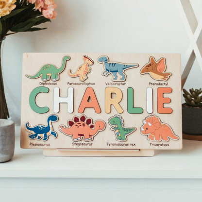 Personalised Wooden Dinosaur Name Puzzle Educational Gifts for Toddlers-Jessemade AU