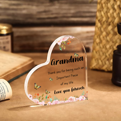 Grandma Gifts from Grandchildren Acrylic Heart Keepsake for Grandma - Grandma Love you forever-Jessemade AU