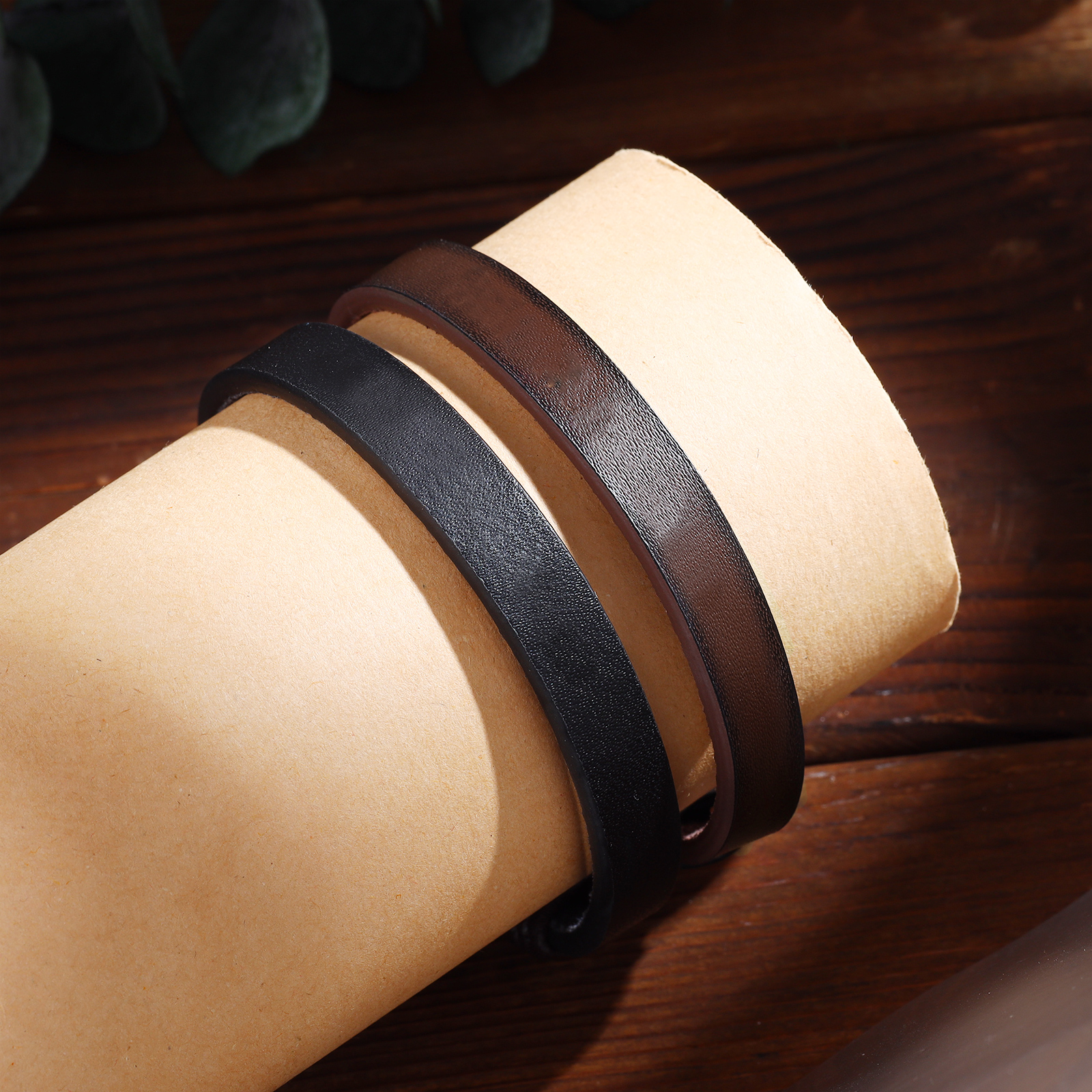 Vintage Men's Leather Bracelet Engraved Text Bracelet Personalised Gift for Him-Jessemade AU