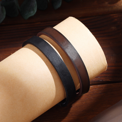 Vintage Men's Leather Bracelet Engraved Text Bracelet Personalised Gift for Him-Jessemade AU