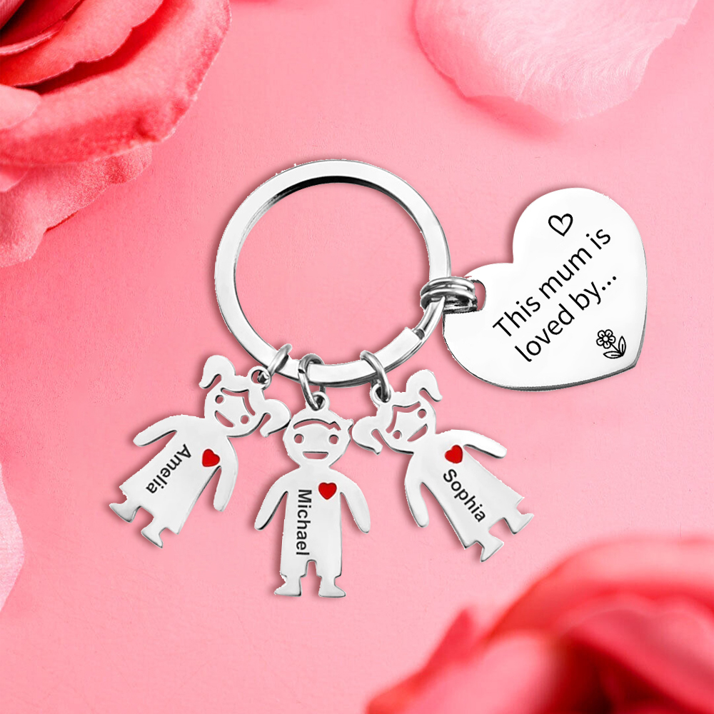 3 Names - Personalised Keychain with Kid Charm Engraved Names Keychain Mother's Day Gift for Mum-Jessemade AU