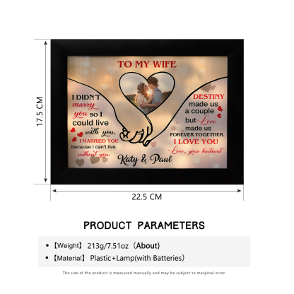 To My Wife Personalised Photo Frame Custom 2 Names Frame With Night Light Anniversary Gift For Her-Jessemade AU