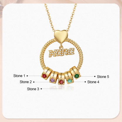 5 Names - Personalised Nana Necklace Custom Names & Birthstones Circle Pendant Necklace Gift for Grandma Nana-Jessemade AU