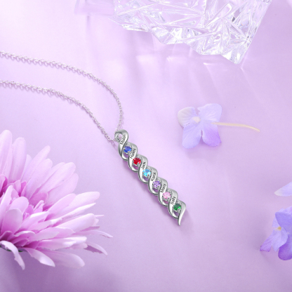 Customised Necklace Cascading Pendant with 6 Birthstones Engraving 6 Names Gifts for Her-Jessemade AU
