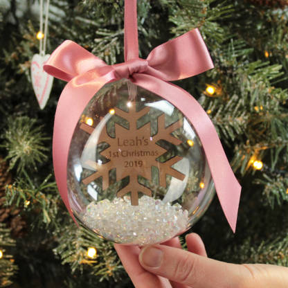 Personalised Snowflake Ball Ornament Custom 1st Christmas Bauble Gifts-Jessemade AU