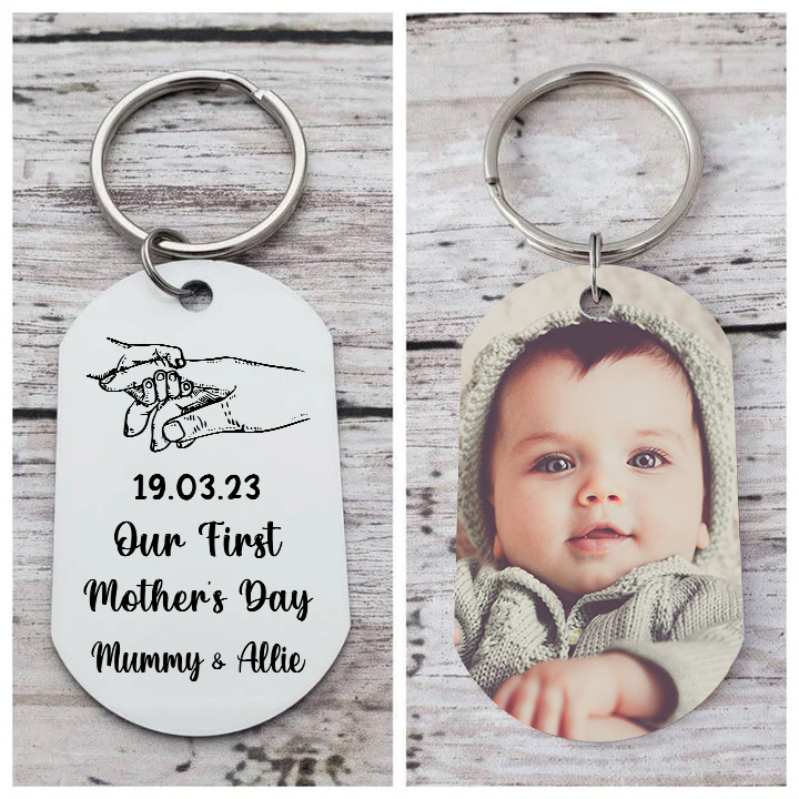Our First Mother's Day Personalised Photo Keychain Custom Date & Text Keychain Holding Hands Gifts For Mother-Jessemade AU