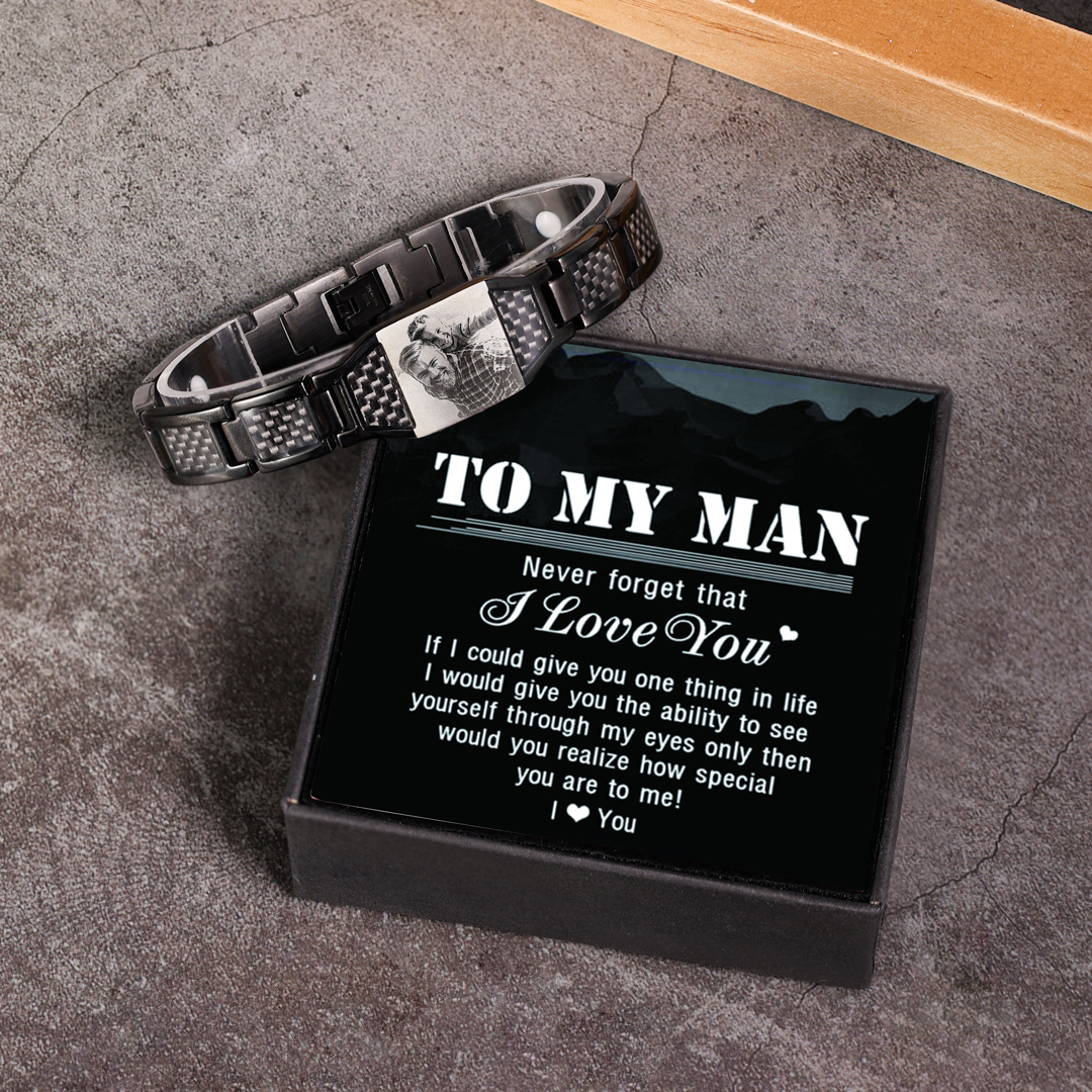 Personalised Bracelet Custom Photo ID Bar Men's Bracelet Bangle Gifts For Him-Jessemade AU
