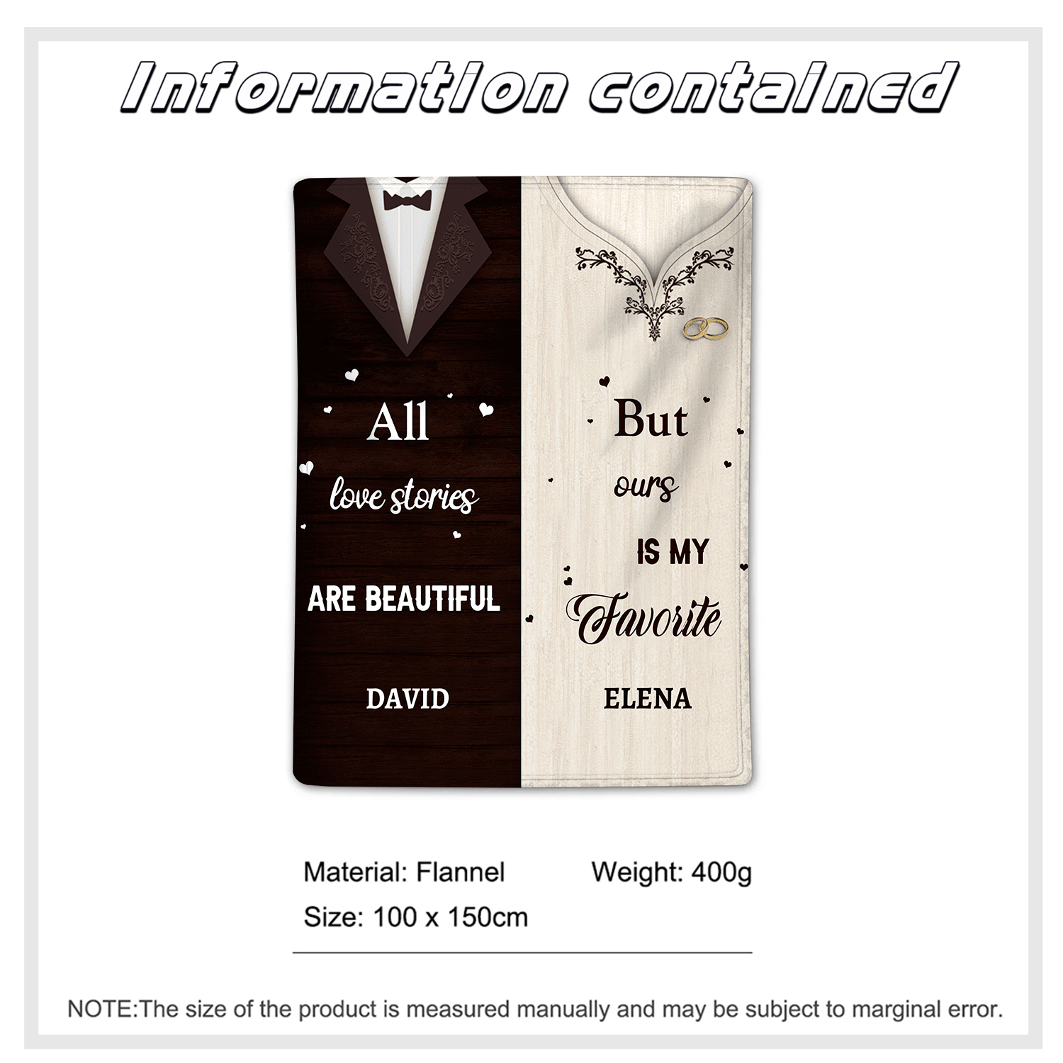 Personalised 2 Names Blanket Valentine's Day Gifts for Couples - All Love Stories Are Beautiful, But Ours Is My Favourite-Jessemade AU