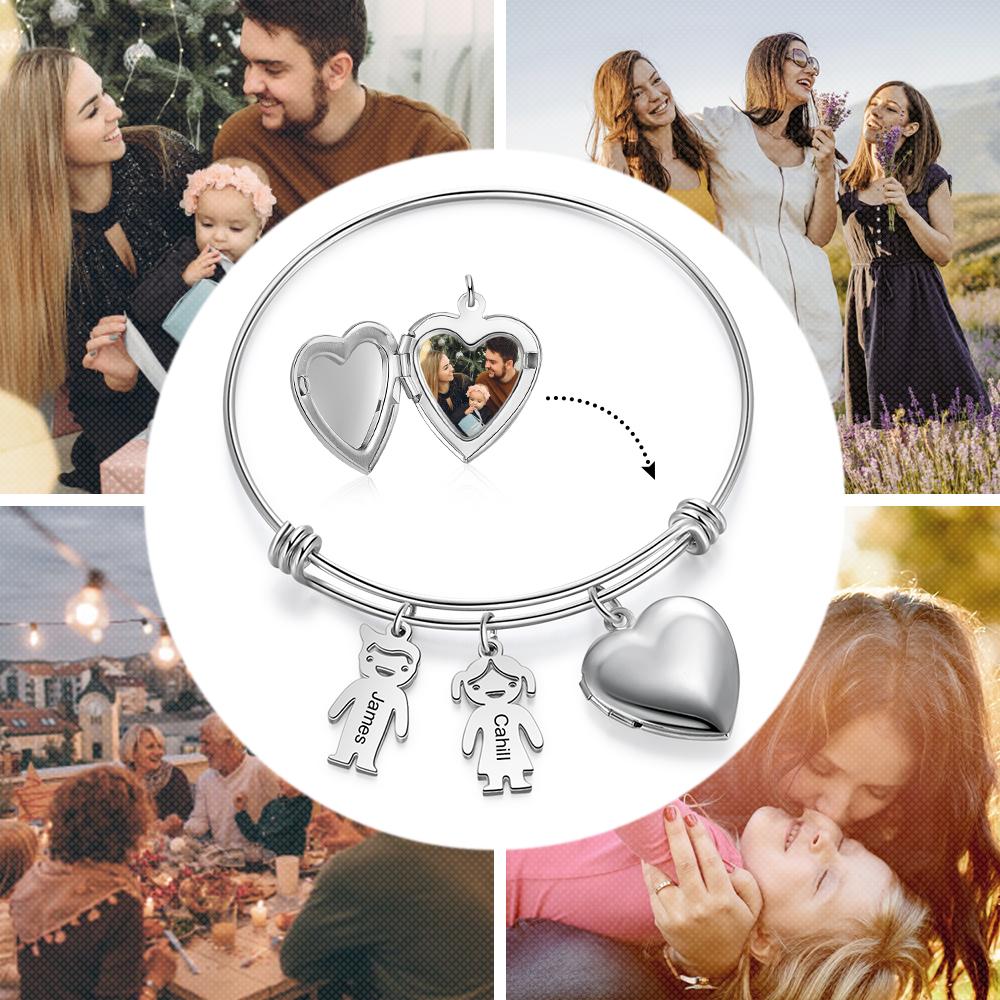 Personalised Heart Photo Locket Bracelet Custom Photo Bracelet Gifts For Mother-Jessemade AU