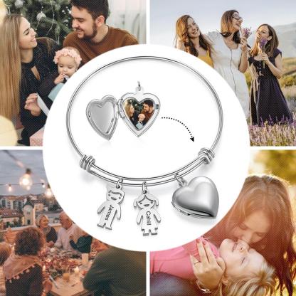 Personalised Heart Photo Locket Bracelet Custom Photo Bracelet Gifts For Mother-Jessemade AU