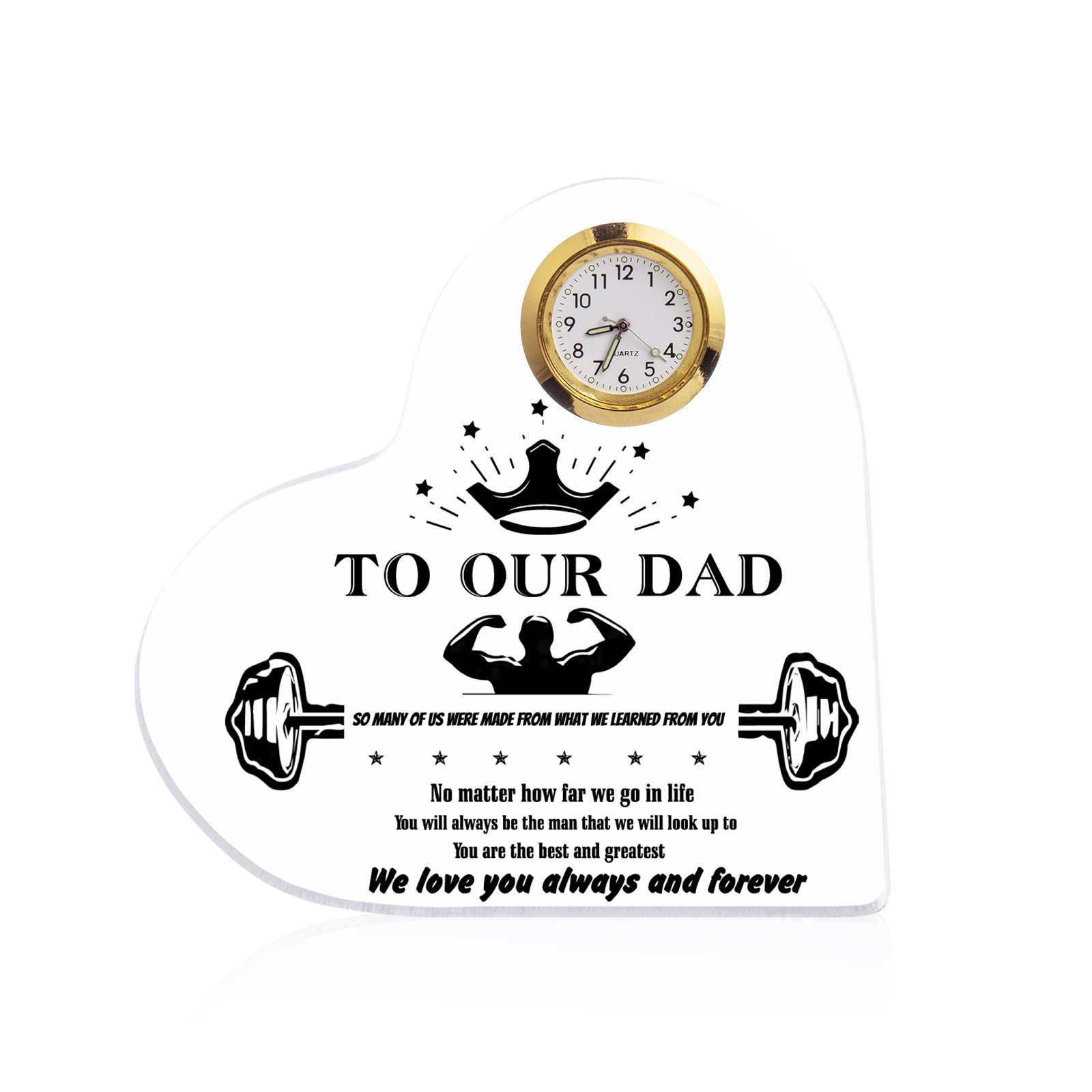 To Our Dad Acrylic Heart Clock Keepsake Heart Sign - You are the best and greatest-Jessemade AU