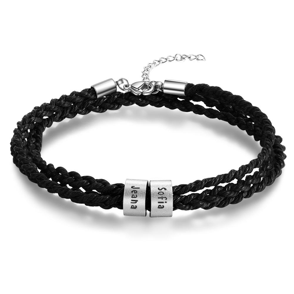Personalised Men's Bracelets Charm Bracelet Gift for Dad