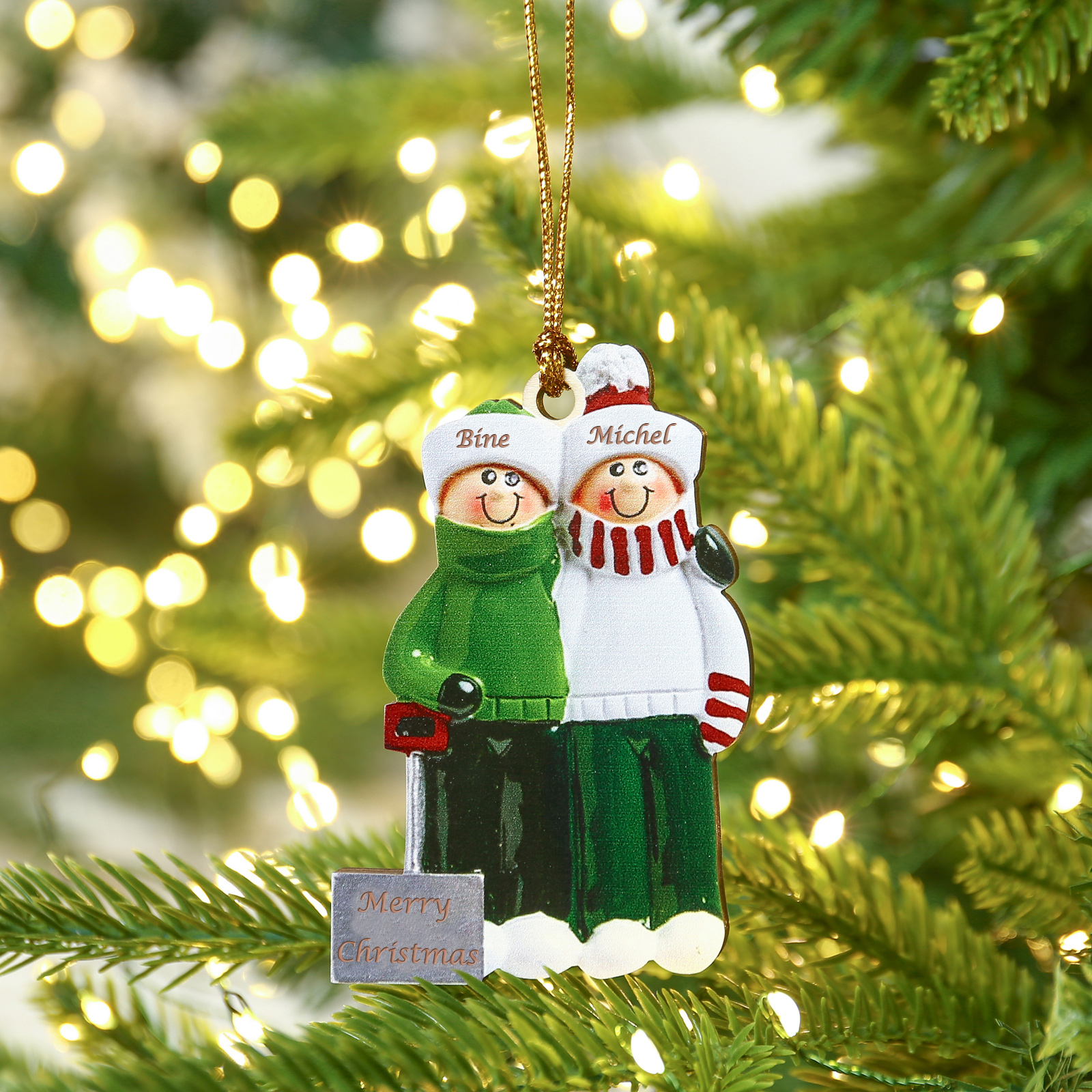 2 Names - Personalised Christmas Tree Ornaments Wooden Christmas Decor with Name Gifts for Family Friends-Jessemade AU